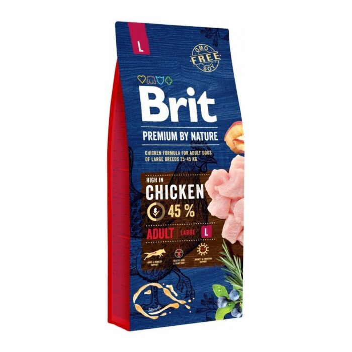 Brit by Nature Sucha Karma Z Kurczakiem Dla Dorosłych Psów Dużych Ras 15kg - obrazek 2