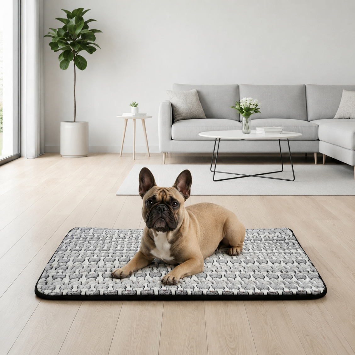 Legowisko dla psa mata 100x70 cm polar kości antyslip miekki materac - obrazek 2