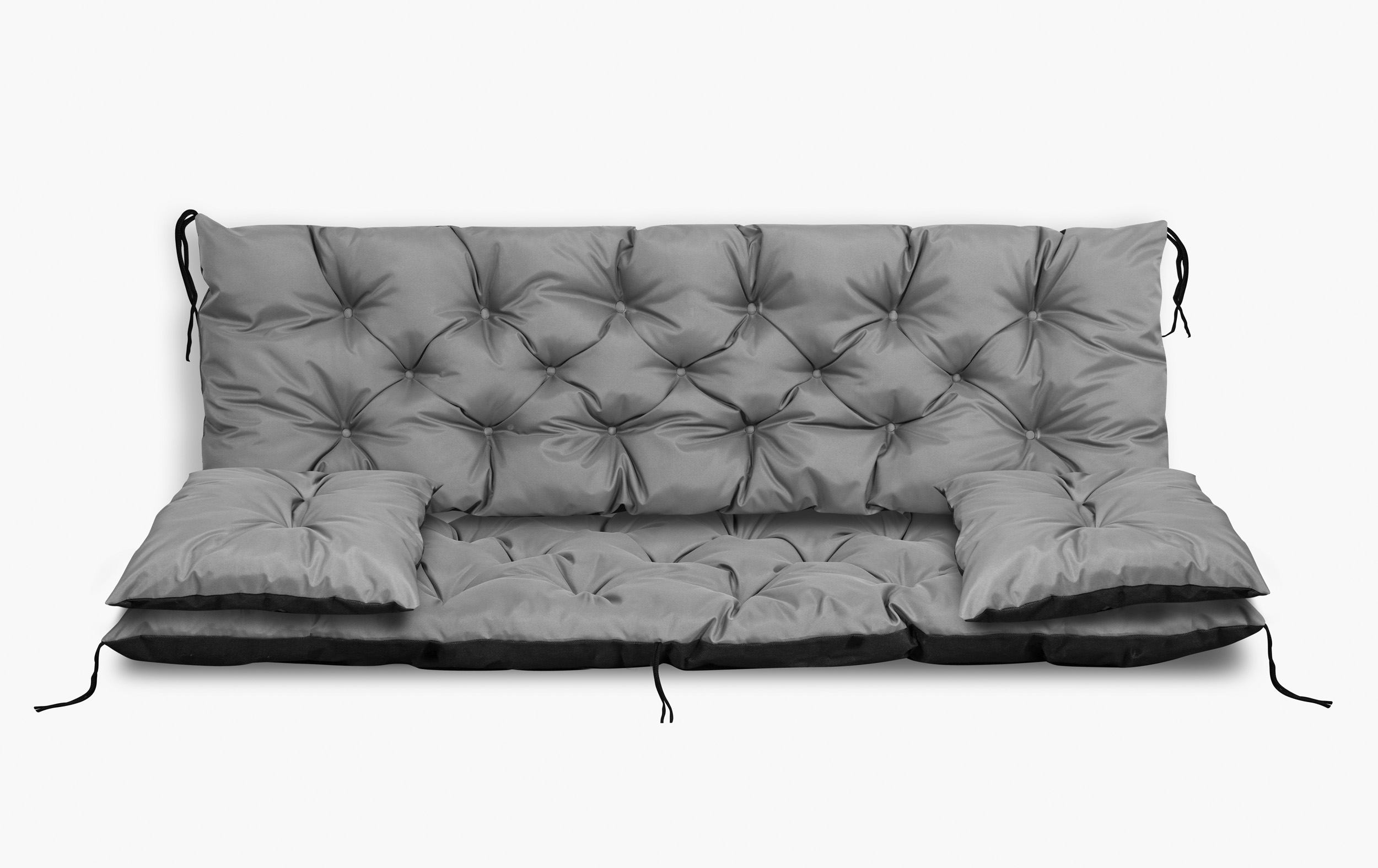 Poduszka ogrodowa 180x60x50 cm + 2 poduszki na ławkę, huśtawkę szara - obrazek 4
