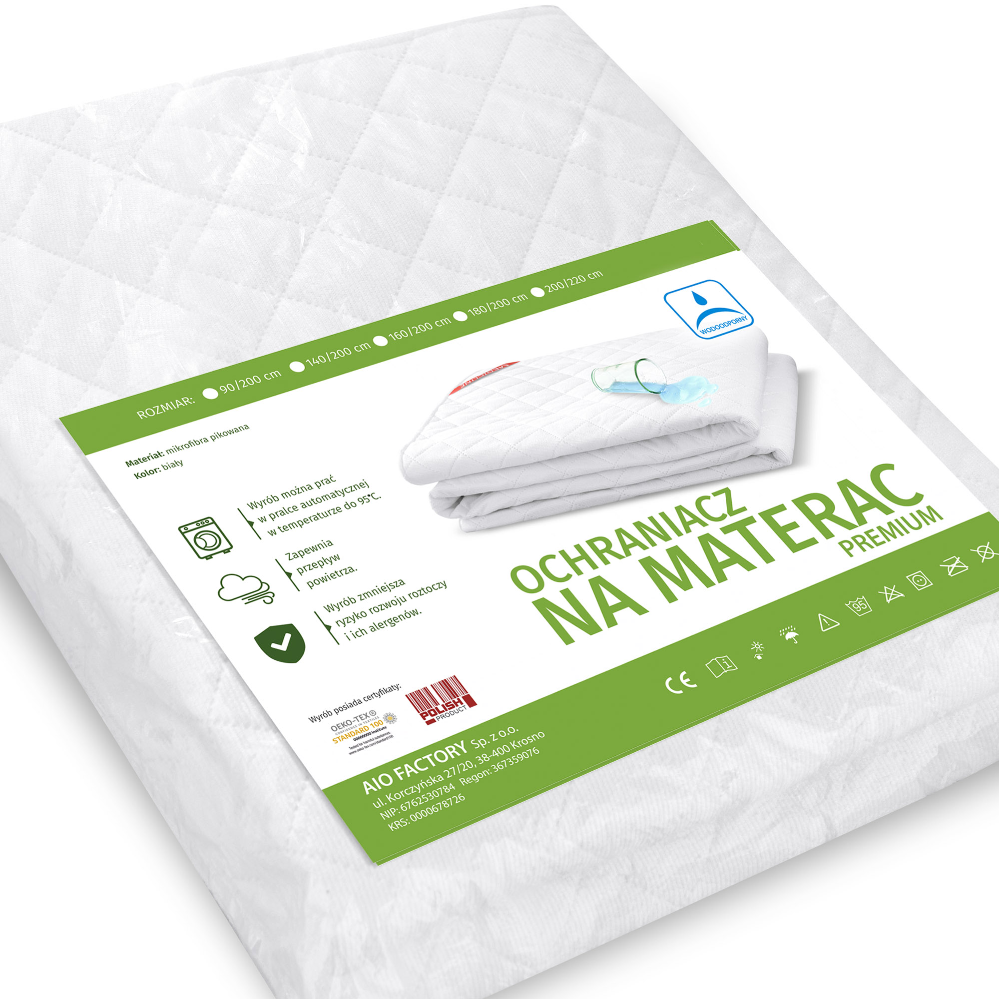 Nakładka / ochraniacz na materac wodoodporna pikowana ultradźwiękowo premium 90x200cm biała - obrazek 3